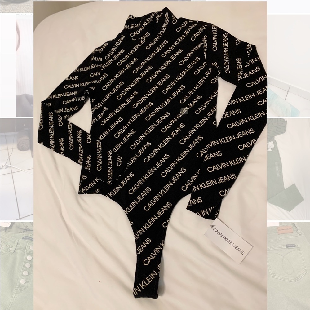 Calvin Klein Logo High neck long sleeve Bodysuit